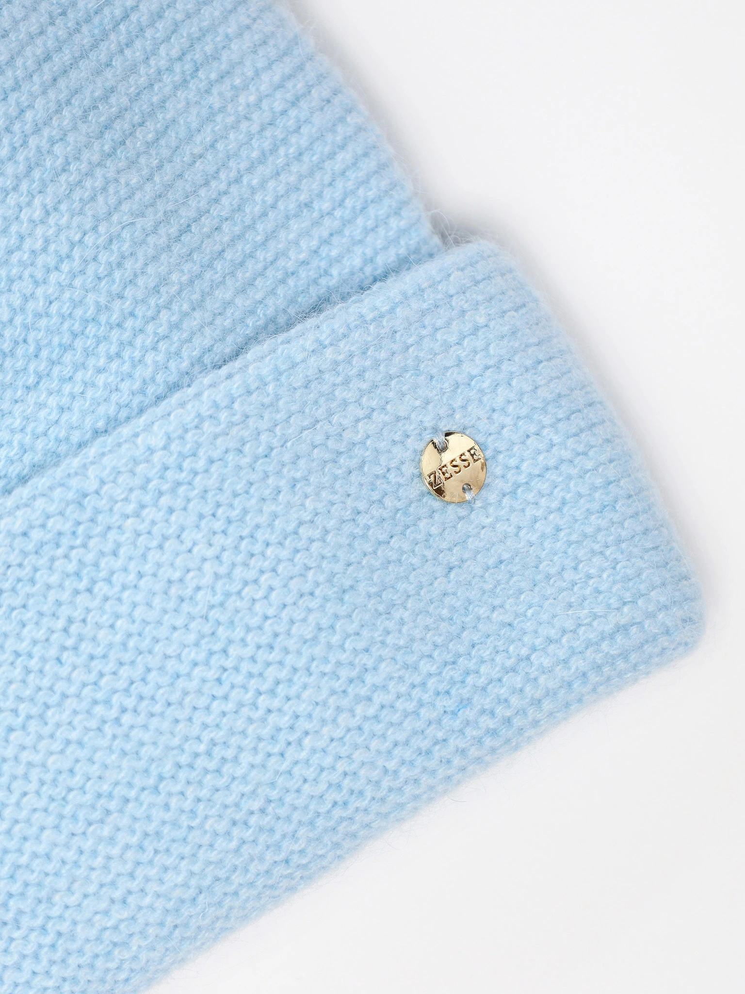 Шапка-бини из ангоры и нейлона с отворотом в ассортименте